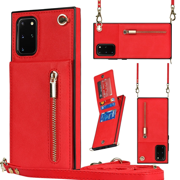 Custodia con cover posteriore quadrata in TPU + PU con cerniera a tracolla con supporto e slot per schede e portafoglio e cinturino, For Samsung Galaxy S21 5G, For Samsung Galaxy S21+ 5G, For Samsung Galaxy S21 Ultra 5G, For Samsung Galaxy S20