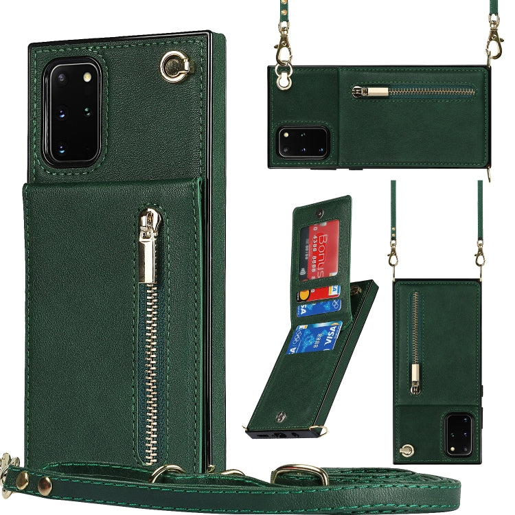 Custodia con cover posteriore quadrata in TPU + PU con cerniera a tracolla con supporto e slot per schede e portafoglio e cinturino, For Samsung Galaxy S21 5G, For Samsung Galaxy S21+ 5G, For Samsung Galaxy S21 Ultra 5G, For Samsung Galaxy S20
