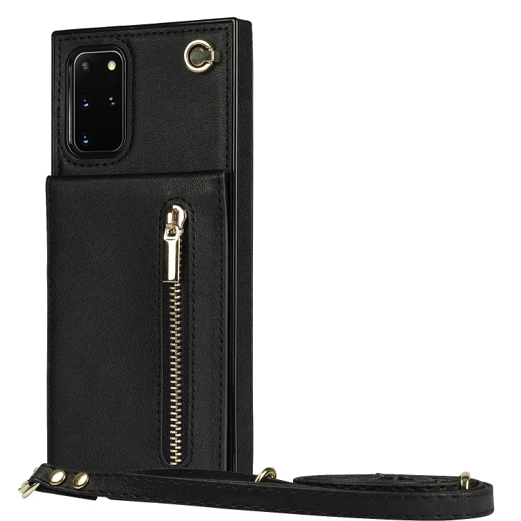 Custodia con cover posteriore quadrata in TPU + PU con cerniera a tracolla con supporto e slot per schede e portafoglio e cinturino, For Samsung Galaxy S20+, For Samsung Galaxy S20 Ultra, For Samsung Galaxy S20 FE 5G, For Samsung Galaxy Note20 Ultra