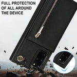 Custodia con cover posteriore quadrata in TPU + PU con cerniera a tracolla con supporto e slot per schede e portafoglio e cinturino, For Samsung Galaxy S20+, For Samsung Galaxy S20 Ultra, For Samsung Galaxy S20 FE 5G, For Samsung Galaxy Note20 Ultra