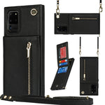 Custodia con cover posteriore quadrata in TPU + PU con cerniera a tracolla con supporto e slot per schede e portafoglio e cinturino, For Samsung Galaxy S20+, For Samsung Galaxy S20 Ultra, For Samsung Galaxy S20 FE 5G, For Samsung Galaxy Note20 Ultra