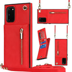 Custodia con cover posteriore quadrata in TPU + PU con cerniera a tracolla con supporto e slot per schede e portafoglio e cinturino, For Samsung Galaxy S20+, For Samsung Galaxy S20 Ultra, For Samsung Galaxy S20 FE 5G, For Samsung Galaxy Note20 Ultra