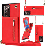 Custodia con cover posteriore quadrata in TPU + PU con cerniera a tracolla con supporto e slot per schede e portafoglio e cinturino, For Samsung Galaxy S20+, For Samsung Galaxy S20 Ultra, For Samsung Galaxy S20 FE 5G, For Samsung Galaxy Note20 Ultra