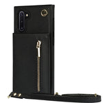 Custodia con cover posteriore quadrata in TPU + PU con cerniera a tracolla con supporto e slot per schede e portafoglio e cinturino, For Samsung Galaxy Note10, For Samsung Galaxy Note10+, For Samsung Galaxy S10, For Samsung Galaxy S10 Plus