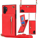 Custodia con cover posteriore quadrata in TPU + PU con cerniera a tracolla con supporto e slot per schede e portafoglio e cinturino, For Samsung Galaxy Note10, For Samsung Galaxy Note10+, For Samsung Galaxy S10, For Samsung Galaxy S10 Plus
