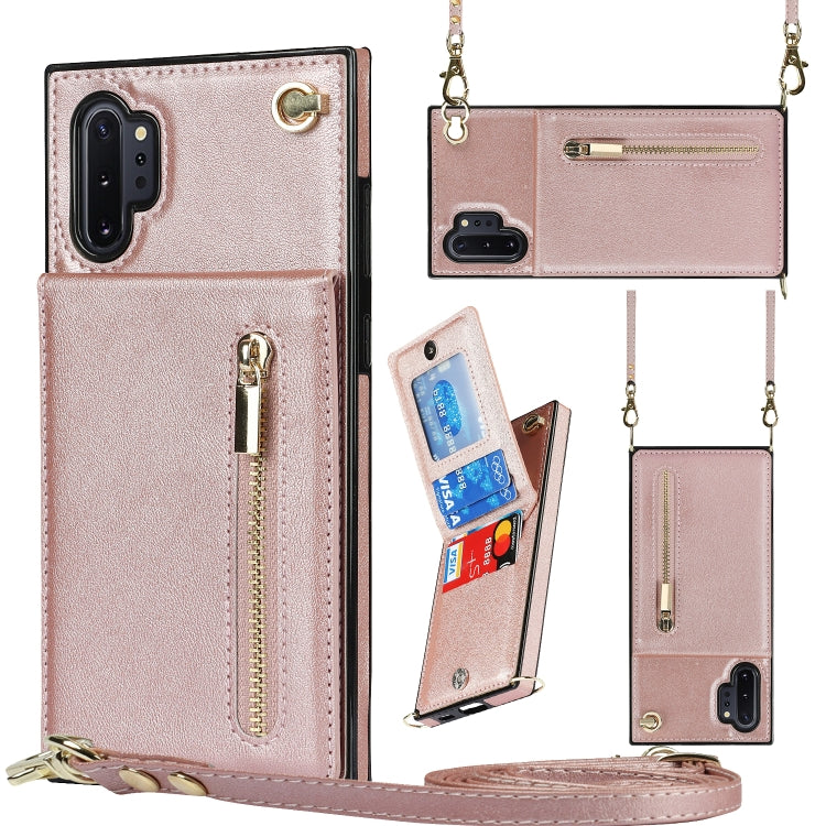 Custodia con cover posteriore quadrata in TPU + PU con cerniera a tracolla con supporto e slot per schede e portafoglio e cinturino, For Samsung Galaxy Note10, For Samsung Galaxy Note10+, For Samsung Galaxy S10, For Samsung Galaxy S10 Plus