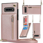 Custodia con cover posteriore quadrata in TPU + PU con cerniera a tracolla con supporto e slot per schede e portafoglio e cinturino, For Samsung Galaxy Note10, For Samsung Galaxy Note10+, For Samsung Galaxy S10, For Samsung Galaxy S10 Plus