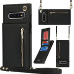 Custodia con cover posteriore quadrata in TPU + PU con cerniera a tracolla con supporto e slot per schede e portafoglio e cinturino, For Samsung Galaxy Note10, For Samsung Galaxy Note10+, For Samsung Galaxy S10, For Samsung Galaxy S10 Plus
