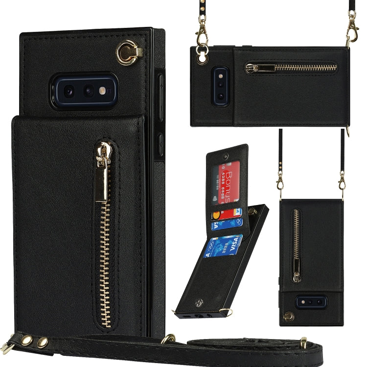 Custodia con cover posteriore quadrata in TPU + PU con cerniera a tracolla con supporto e slot per schede e portafoglio e cinturino, For Samsung Galaxy S10e, For Samsung Galaxy S9, For Samsung Galaxy S9 Plus, For Samsung Galaxy Note9