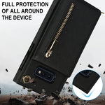 Custodia con cover posteriore quadrata in TPU + PU con cerniera a tracolla con supporto e slot per schede e portafoglio e cinturino, For Samsung Galaxy S10e, For Samsung Galaxy S9, For Samsung Galaxy S9 Plus, For Samsung Galaxy Note9