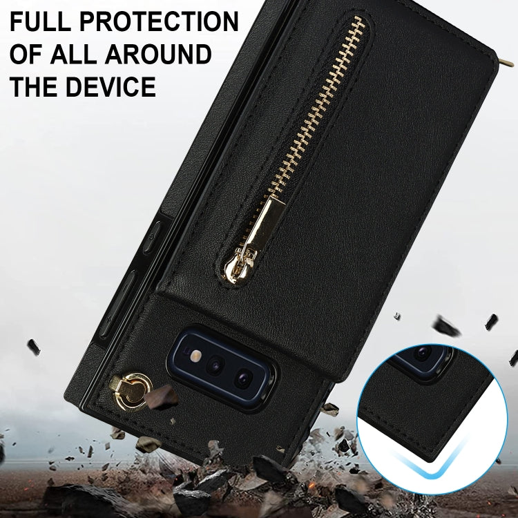 Custodia con cover posteriore quadrata in TPU + PU con cerniera a tracolla con supporto e slot per schede e portafoglio e cinturino, For Samsung Galaxy S10e, For Samsung Galaxy S9, For Samsung Galaxy S9 Plus, For Samsung Galaxy Note9