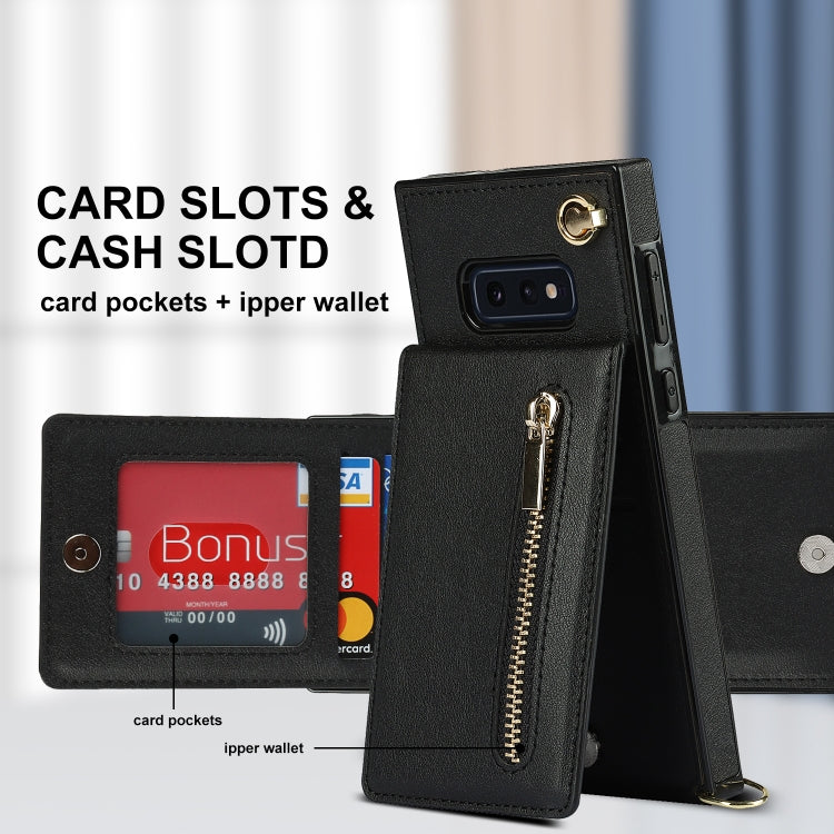 Custodia con cover posteriore quadrata in TPU + PU con cerniera a tracolla con supporto e slot per schede e portafoglio e cinturino, For Samsung Galaxy S10e, For Samsung Galaxy S9, For Samsung Galaxy S9 Plus, For Samsung Galaxy Note9
