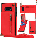 Custodia con cover posteriore quadrata in TPU + PU con cerniera a tracolla con supporto e slot per schede e portafoglio e cinturino, For Samsung Galaxy S10e, For Samsung Galaxy S9, For Samsung Galaxy S9 Plus, For Samsung Galaxy Note9