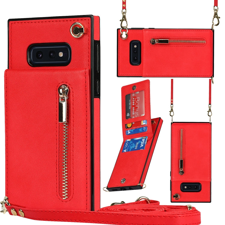 Custodia con cover posteriore quadrata in TPU + PU con cerniera a tracolla con supporto e slot per schede e portafoglio e cinturino, For Samsung Galaxy S10e, For Samsung Galaxy S9, For Samsung Galaxy S9 Plus, For Samsung Galaxy Note9
