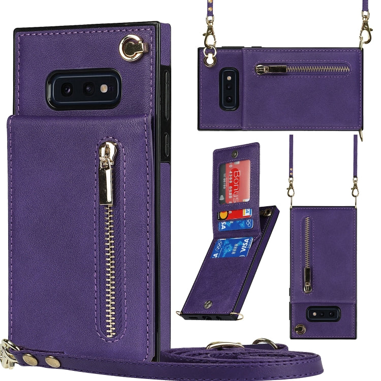 Custodia con cover posteriore quadrata in TPU + PU con cerniera a tracolla con supporto e slot per schede e portafoglio e cinturino, For Samsung Galaxy S10e, For Samsung Galaxy S9, For Samsung Galaxy S9 Plus, For Samsung Galaxy Note9
