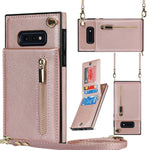 Custodia con cover posteriore quadrata in TPU + PU con cerniera a tracolla con supporto e slot per schede e portafoglio e cinturino, For Samsung Galaxy S10e, For Samsung Galaxy S9, For Samsung Galaxy S9 Plus, For Samsung Galaxy Note9