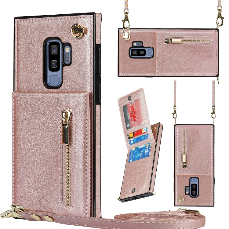 Custodia con cover posteriore quadrata in TPU + PU con cerniera a tracolla con supporto e slot per schede e portafoglio e cinturino, For Samsung Galaxy S10e, For Samsung Galaxy S9, For Samsung Galaxy S9 Plus, For Samsung Galaxy Note9