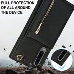 Custodia con cover posteriore quadrata in TPU + PU con cerniera a tracolla con supporto e slot per schede e portafoglio e cinturino, For Samsung Galaxy A90 5G