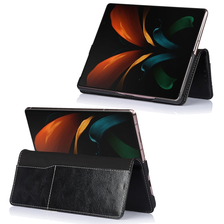 Custodia in pelle 2 in 1 Crazy Horse Texture Split orizzontale con supporto e slot per schede, For Samsung Galaxy Z Fold2 5G
