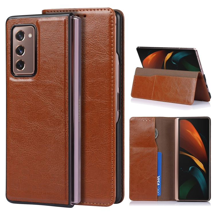 Custodia in pelle 2 in 1 Crazy Horse Texture Split orizzontale con supporto e slot per schede, For Samsung Galaxy Z Fold2 5G