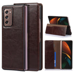Custodia in pelle 2 in 1 Crazy Horse Texture Split orizzontale con supporto e slot per schede, For Samsung Galaxy Z Fold2 5G