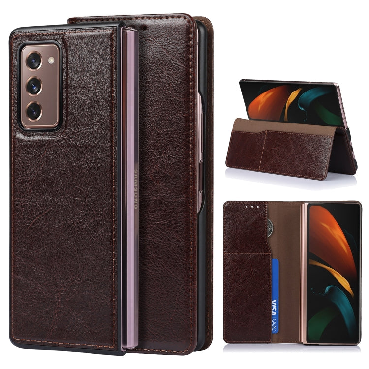 Custodia in pelle 2 in 1 Crazy Horse Texture Split orizzontale con supporto e slot per schede, For Samsung Galaxy Z Fold2 5G