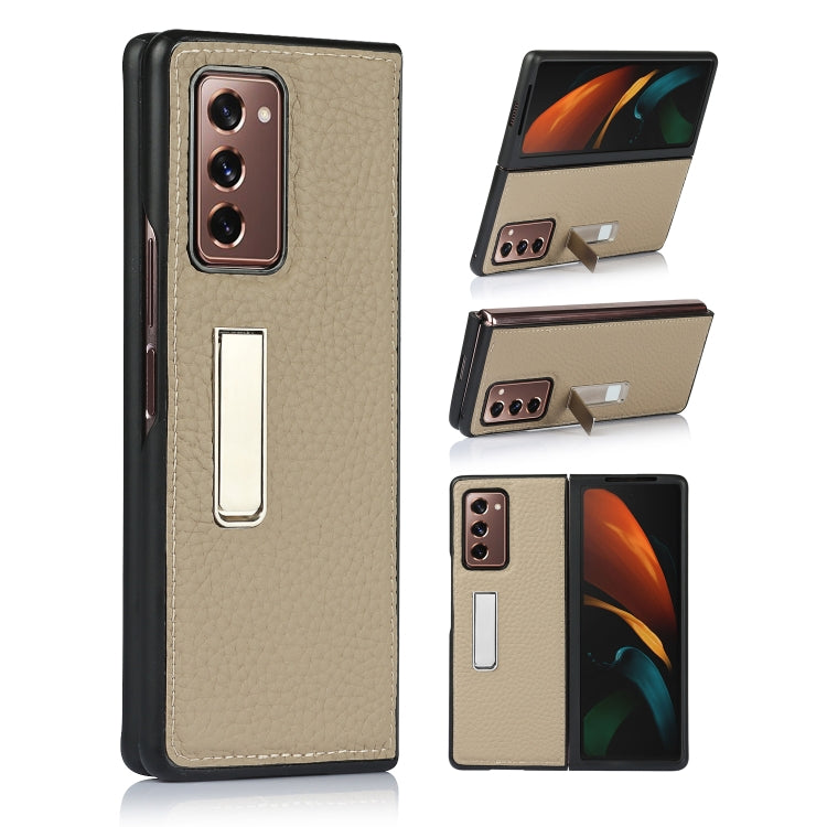 Custodia protettiva in pelle Lychee Texture con supporto, For Samsung Galaxy Z Fold2 5G
