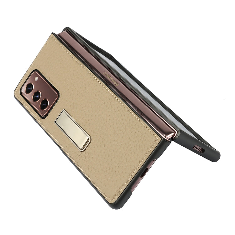 Custodia protettiva in pelle Lychee Texture con supporto, For Samsung Galaxy Z Fold2 5G