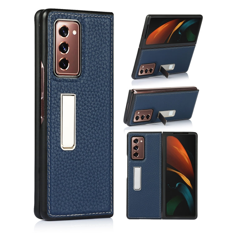 Custodia protettiva in pelle Lychee Texture con supporto, For Samsung Galaxy Z Fold2 5G