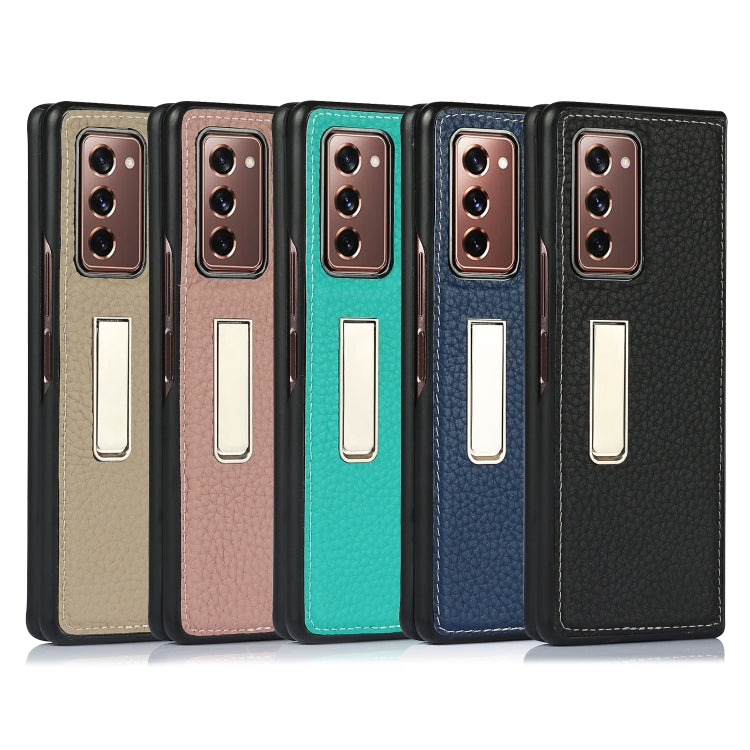 Custodia protettiva in pelle Lychee Texture con supporto, For Samsung Galaxy Z Fold2 5G