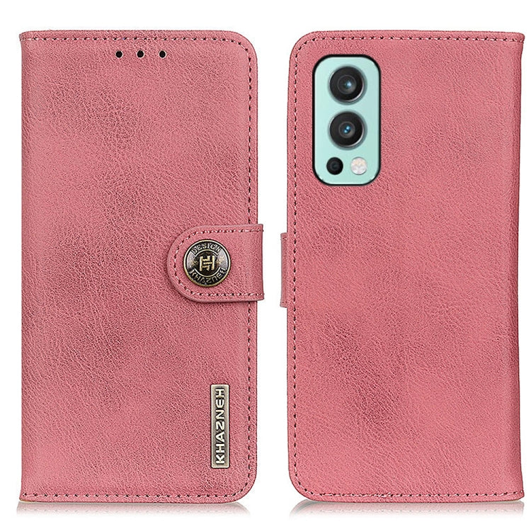 KHAZNEH Custodia in pelle a conchiglia orizzontale con struttura in pelle bovina con supporto, slot per carte e portafoglio, For OnePlus Nord 2 5G