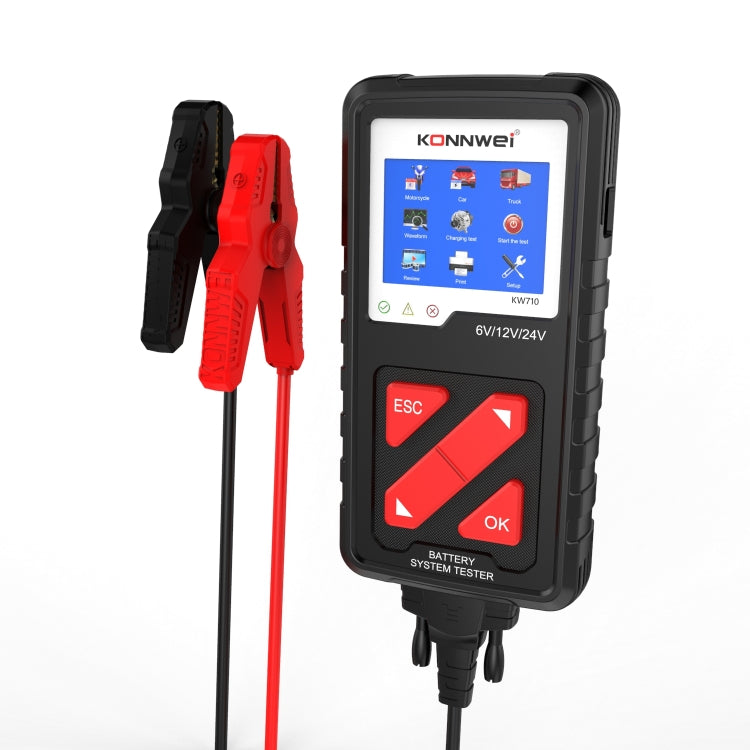 KONNWEI KW710 Tester per batterie al piombo-acido da 3,2 pollici 6V-24V per auto, supporta 13 lingue, KW710