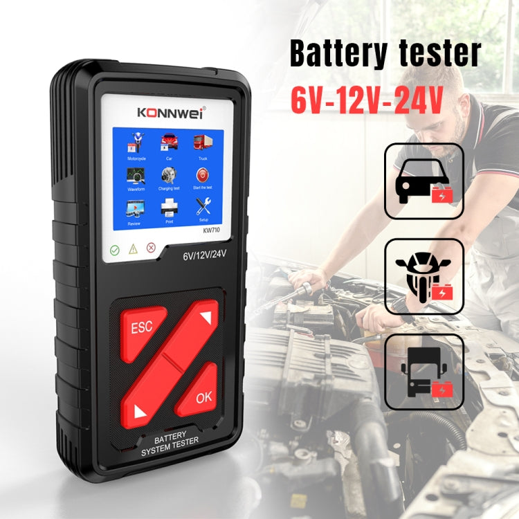 KONNWEI KW710 Tester per batterie al piombo-acido da 3,2 pollici 6V-24V per auto, supporta 13 lingue, KW710