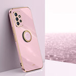 Custodia TPU antiurto con bordo oro per Samsung Galaxy A22
