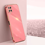 Custodia TPU antiurto con bordo oro per Samsung Galaxy A22