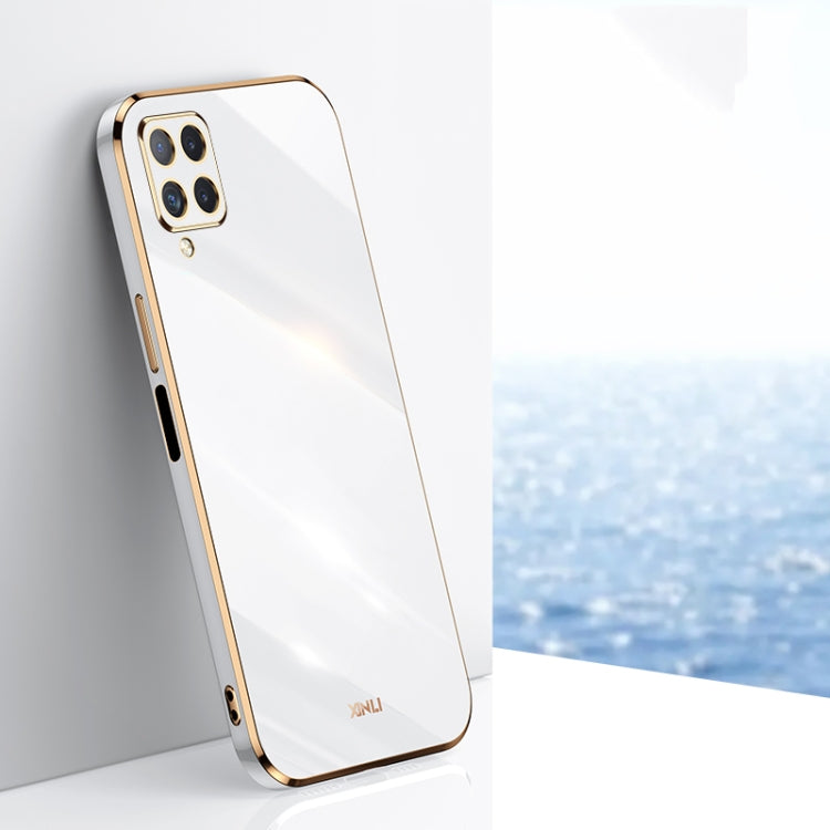 Custodia TPU antiurto con bordo oro per Samsung Galaxy A22