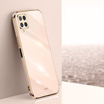 Custodia TPU antiurto con bordo oro per Samsung Galaxy A22