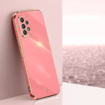Custodia TPU antiurto con bordo oro per Samsung Galaxy A22