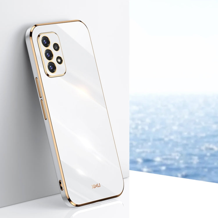 Custodia TPU antiurto con bordo oro per Samsung Galaxy A22