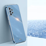 Custodia TPU antiurto con bordo oro per Samsung Galaxy A22