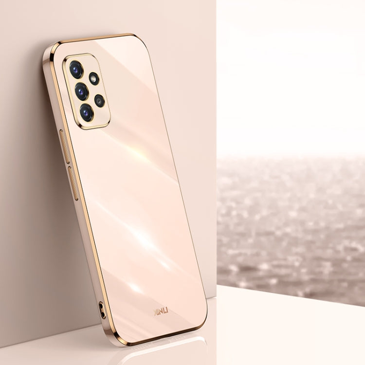 Custodia TPU antiurto con bordo oro per Samsung Galaxy A22