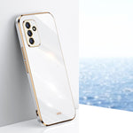 Custodia TPU antiurto con bordo oro per Samsung Galaxy A22