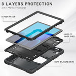 Cornice dello schermo di protezione a 3 strati + PC + Custodia combinata antiurto in silicone con supporto, For Samsung Galaxy Tab A7 T500, For Samsung Galaxy Tab A8.4 2020 T307, For Samsung Galaxy Tab A8.0 2019 T290