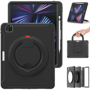 Custodia protettiva antiurto in TPU + PC con supporto per impugnatura pieghevole con rotazione a 360 gradi e slot per penna, For iPad Pro 12.9 2022 / 2021
