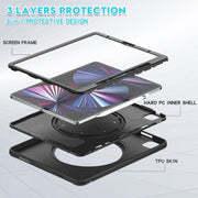 Custodia protettiva antiurto in TPU + PC con supporto per impugnatura pieghevole con rotazione a 360 gradi e slot per penna, For iPad Pro 12.9 2022 / 2021