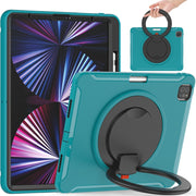 Custodia protettiva antiurto in TPU + PC con supporto per impugnatura pieghevole con rotazione a 360 gradi e slot per penna, For iPad Pro 12.9 2022 / 2021