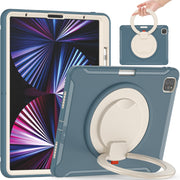 Custodia protettiva antiurto in TPU + PC con supporto per impugnatura pieghevole con rotazione a 360 gradi e slot per penna, For iPad Pro 12.9 2022 / 2021