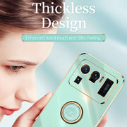 Custodia antiurto in TPU con bordo in oro placcato 6D dritto XINLI con supporto per anello, For Xiaomi Mi 11 Ultra, For Xiaomi Mi 11 Lite, For Xiaomi Redmi K30 Pro