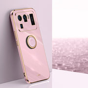 Custodia antiurto in TPU con bordo in oro placcato 6D dritto XINLI con supporto per anello, For Xiaomi Mi 11 Ultra, For Xiaomi Mi 11 Lite, For Xiaomi Redmi K30 Pro
