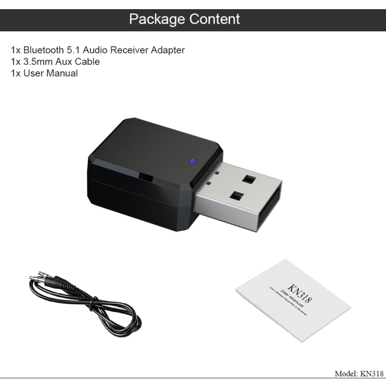 Ricevitore audio adattatore USB Bluetooth 5.1 KN318, KN318